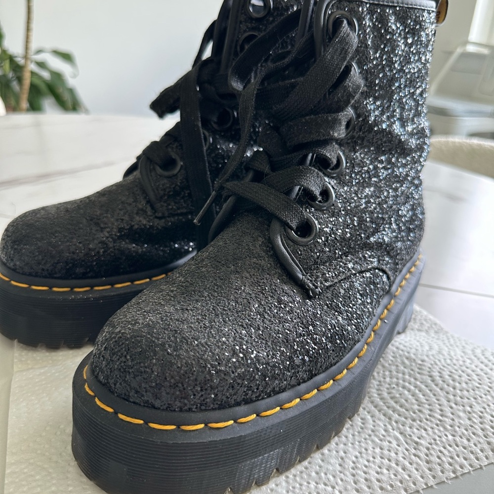 Dr. Martens Black Glitter Ankle Boots